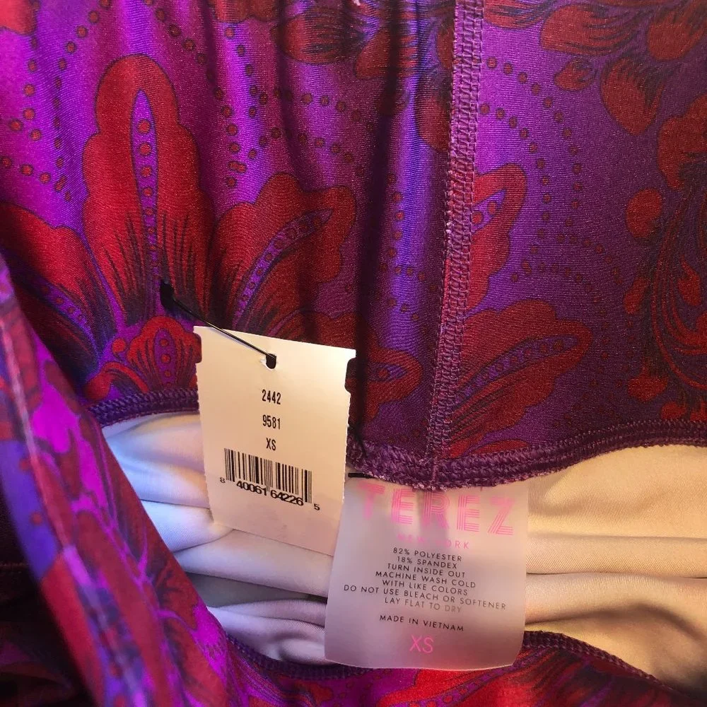 NWT EXCLUSIVE Terez Ruby Amethyst Damask Leggings XS - Picture 14 of 16